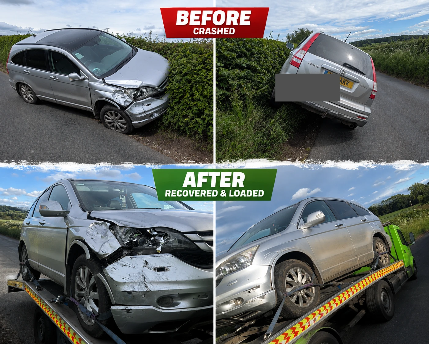 Ditch recovery Cardiff before and after vehicle extraction